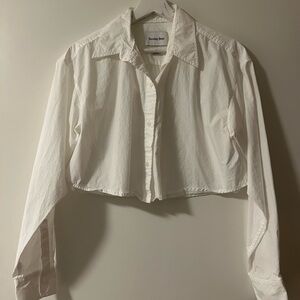 Cropped White Button-Up Shirt